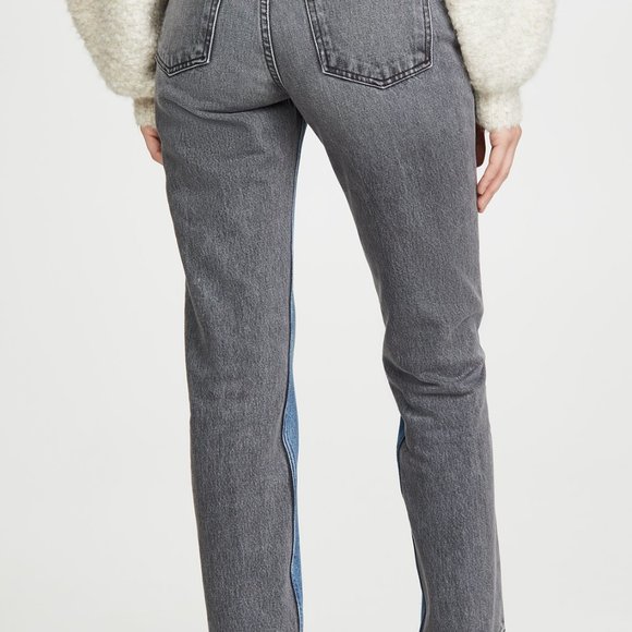 B Sides Arts Mid High Straight Two Tone Jeans - Picture 4 of 11